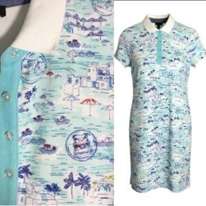 Talbots Beach Polo Pullover Cruise Palm Tree Dress size Medium